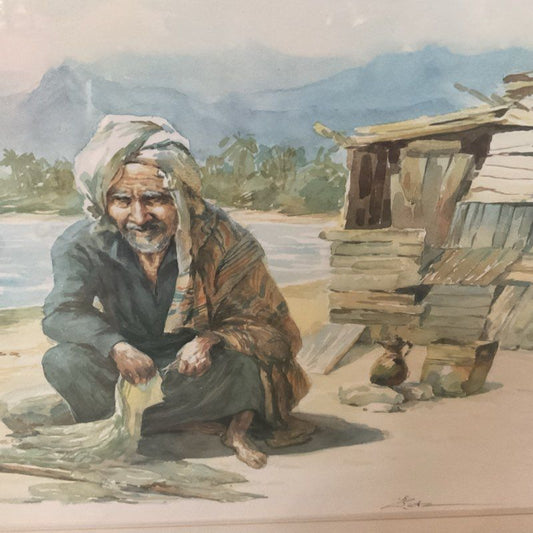 Garri Katz Contemplation Print Middle eastern man Sitting Signed AP Artist Proof