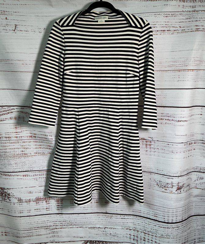Women's Broome Street x Kate Spade Black and White Striped Dress Size M