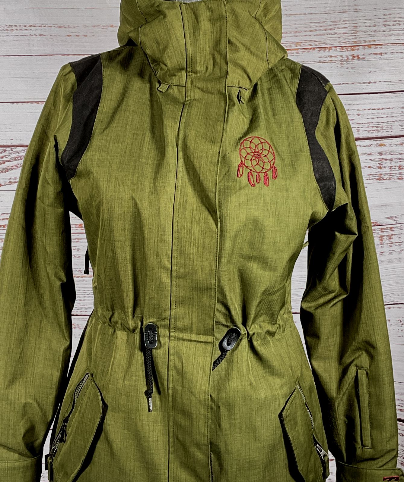 Billabong Vintage Outerwear Dream Catcher Aztec Lined Hoodie Jacket Green M