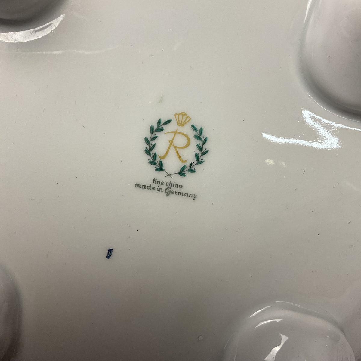 Reichenbach Fine China Ceramic White Footed Floral Design Bowl Gold 11"