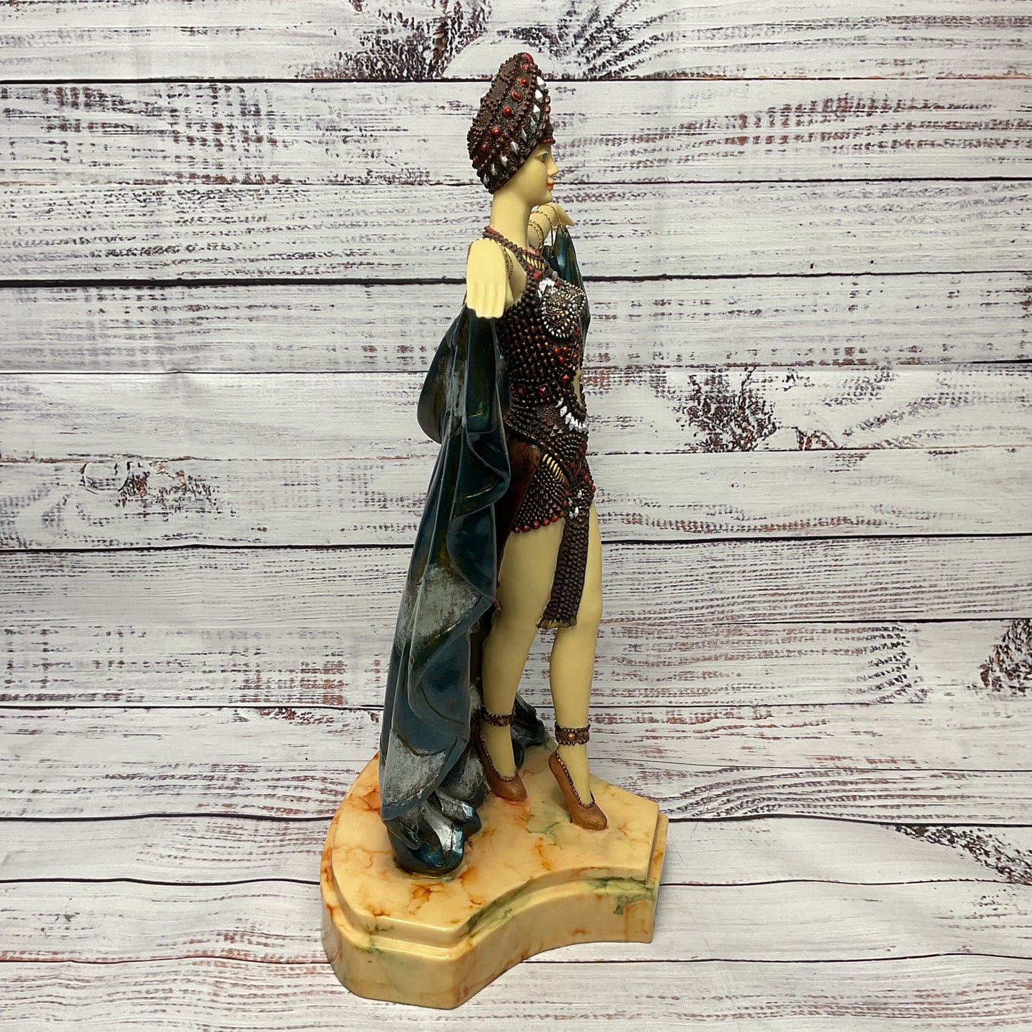 Art Deco Style 7 Veils Dancer Resin Statue 15" Sculpture