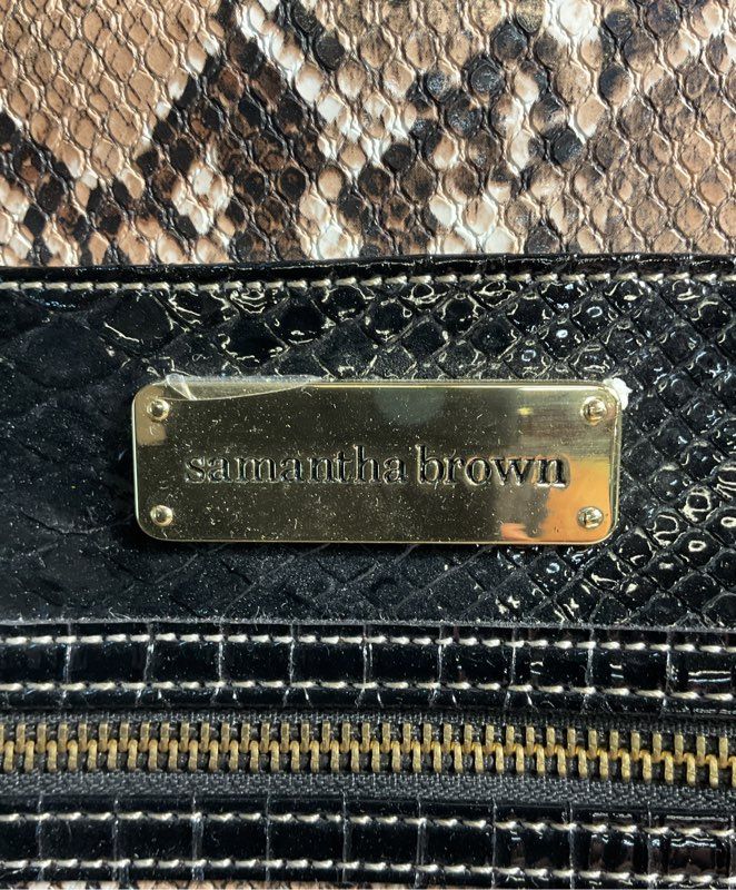 NEW Samantha Brown Snake Print Embossed Backpack Tan/Black Women's