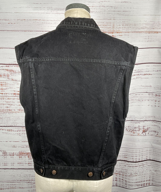 Jordache Sleeveless Denim Jacket Black Large