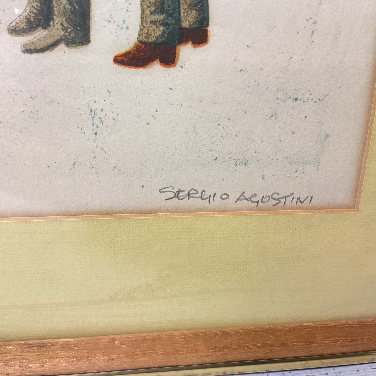 Sergio Agostini Woman Selling Drink Bottles In Snow Print Litho Signed 97/200