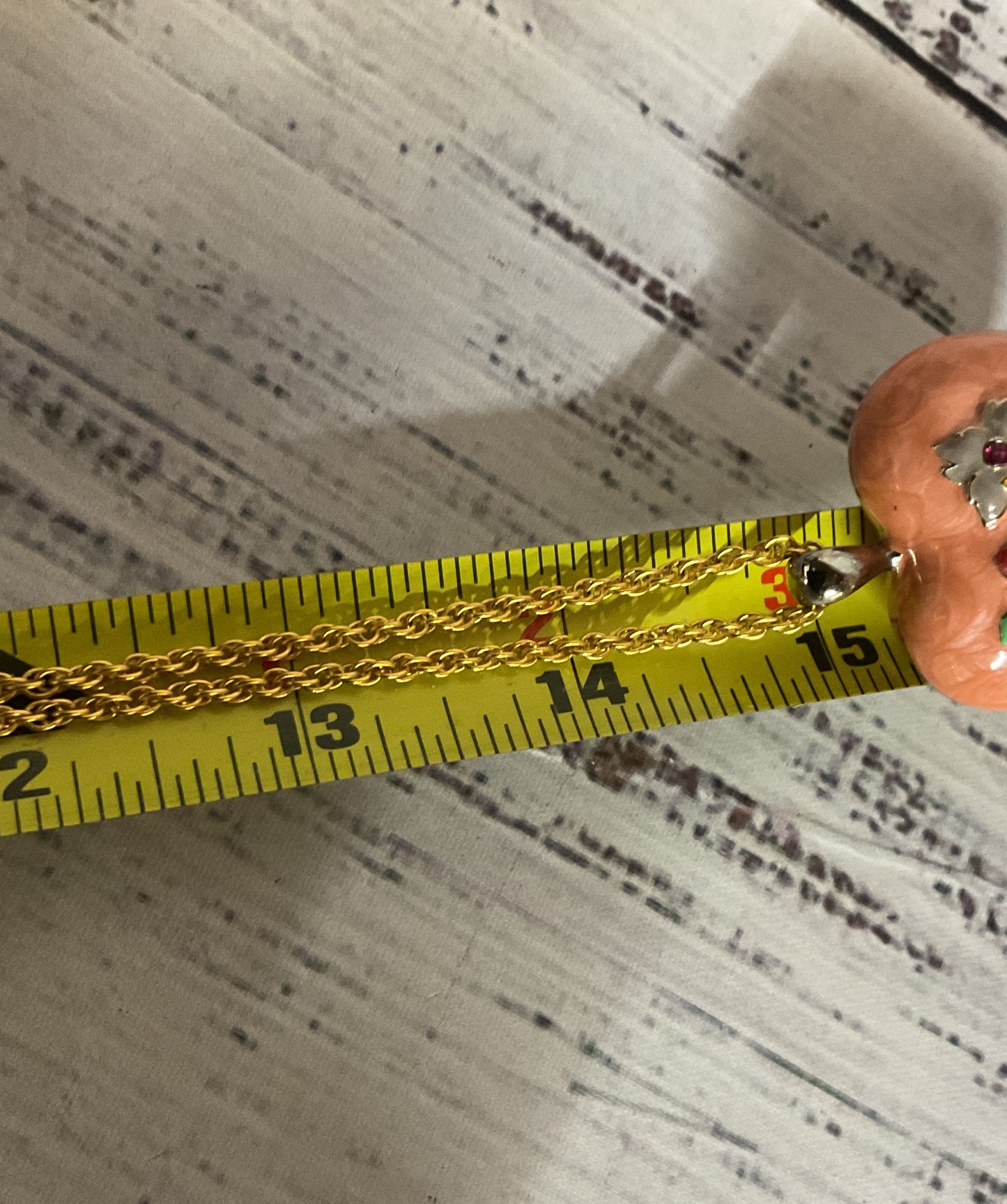 Joan Rivers Gold Tone Chain Necklace Enameled Heart Pendant