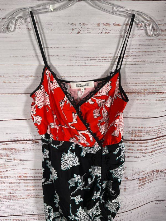 DIANE VON FURSTENBERG Ebony Midi Dress in Sequin Flower Black Multi Size 0