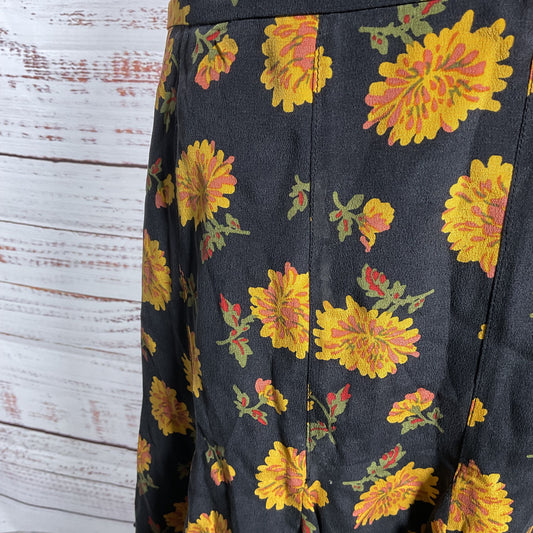 Veronica Beard Weller Black Yellow Floral Print Silk Mini Skirt - Size 6