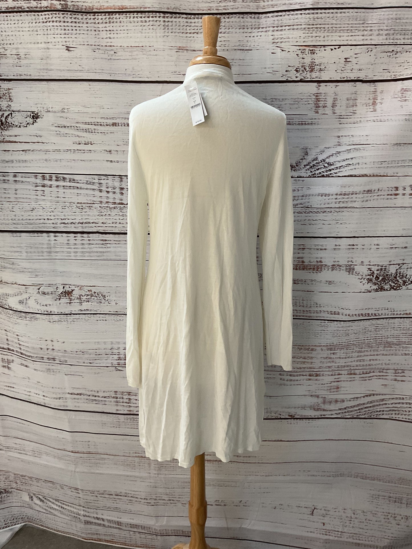 White House Black Market White Long Sleeve Long Cardigan Sweater - Size L New