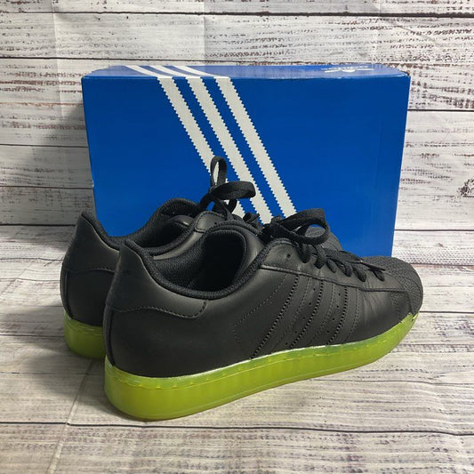 Adidas Superstar CLR Black/Electric Green Leather Sneaker Men's 7.5 w/ OG Box