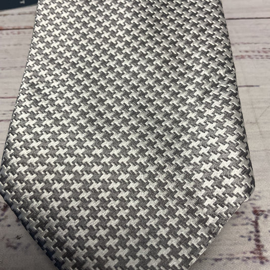Charles Tyrwhitt Silver Grey Puppytooth Silk Neck Tie - Size 58"
