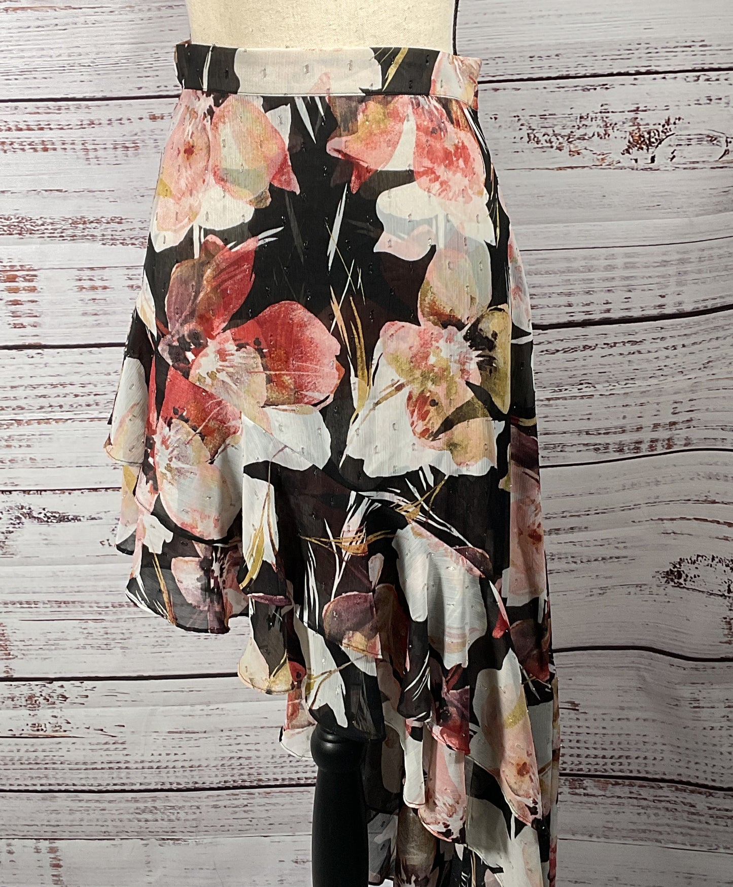 Misa Los Angeles Asymmetrical Floral Print Sky Skirt Multicolor S