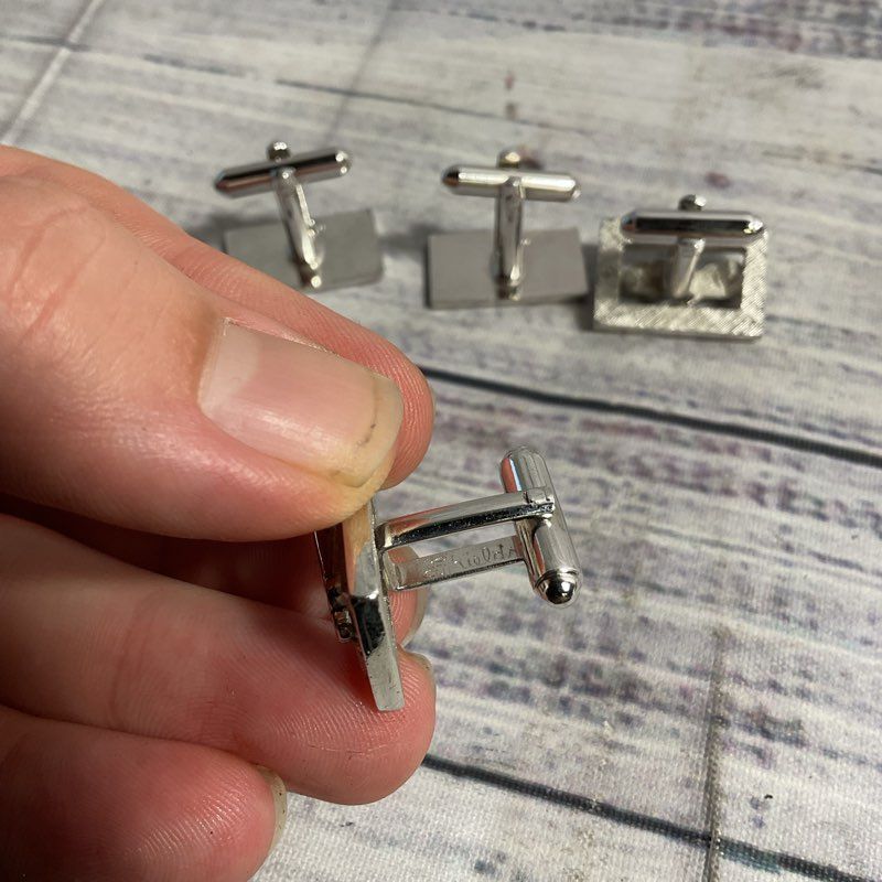 Mixed Lot of 2 Car Auto Racing Motif Silver Tone Cufflinks