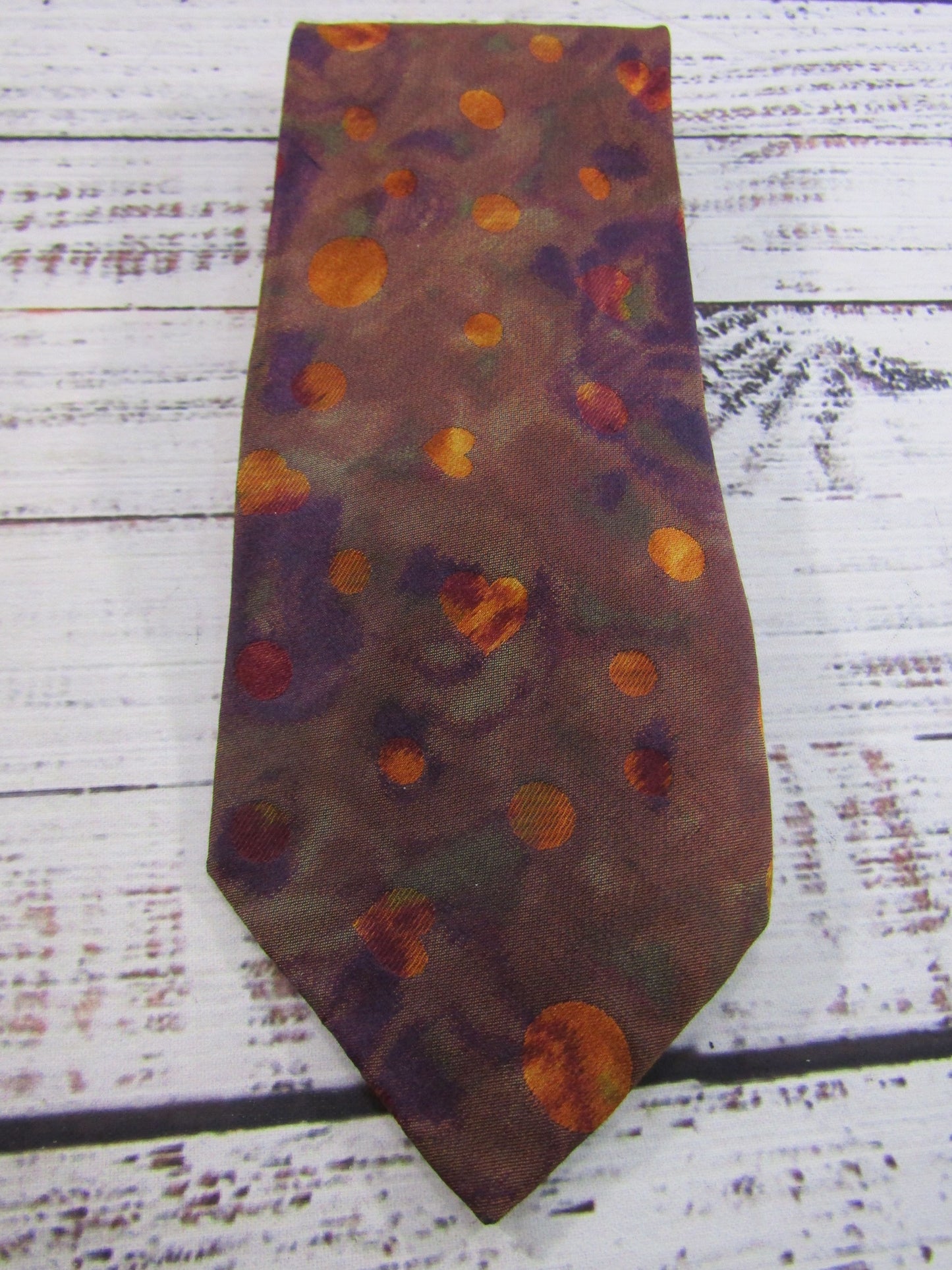 Moschino Men's Multi-Color Heart Polka Dot Pattern Silk Tie Made in Italy