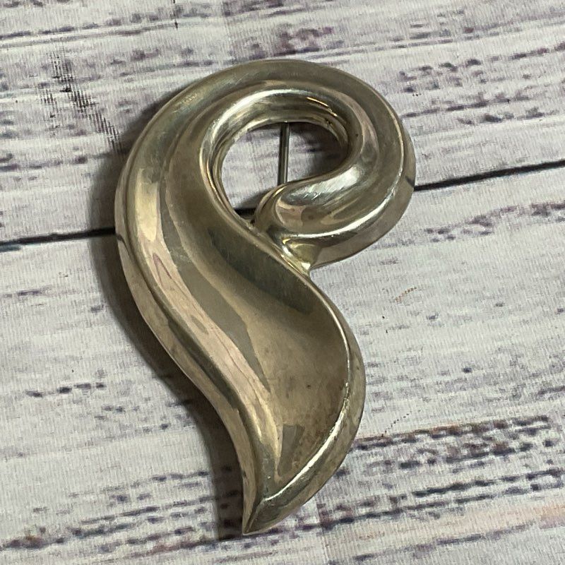 VTG. TAXCO MEXICO Sterling Silver 3" Swirl Pendant/Brooch- 25.36g