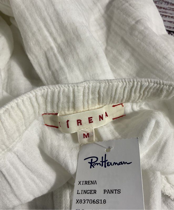Xirena Women's White Drawstring Lounge Elastic Cotton Pants Size M