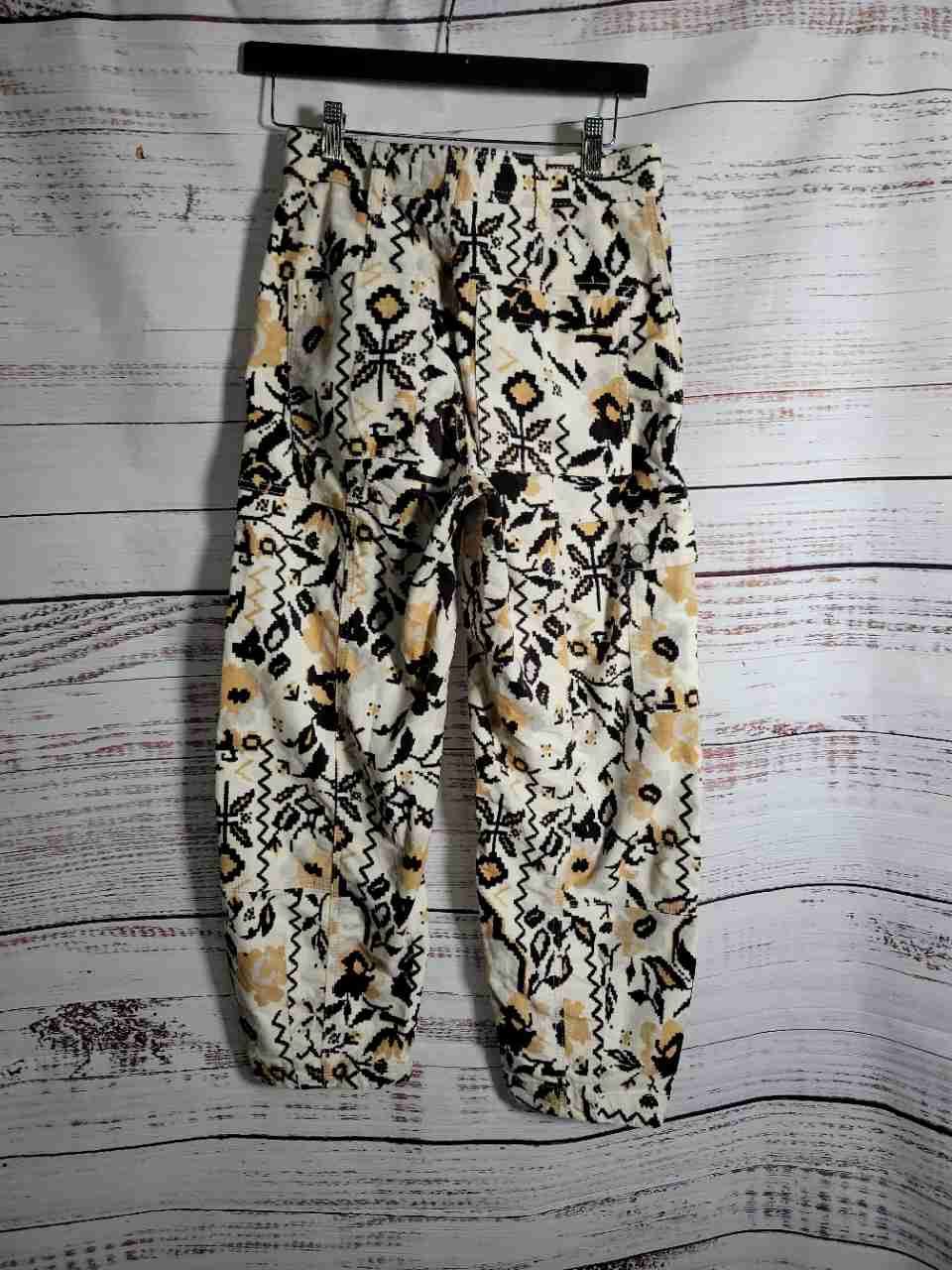 Women's Anthropologie White Print Corduroy Pants Size 0