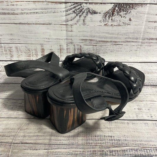 Bernardo Black Leather Braided Toe Strappy Heel Women's Size 8