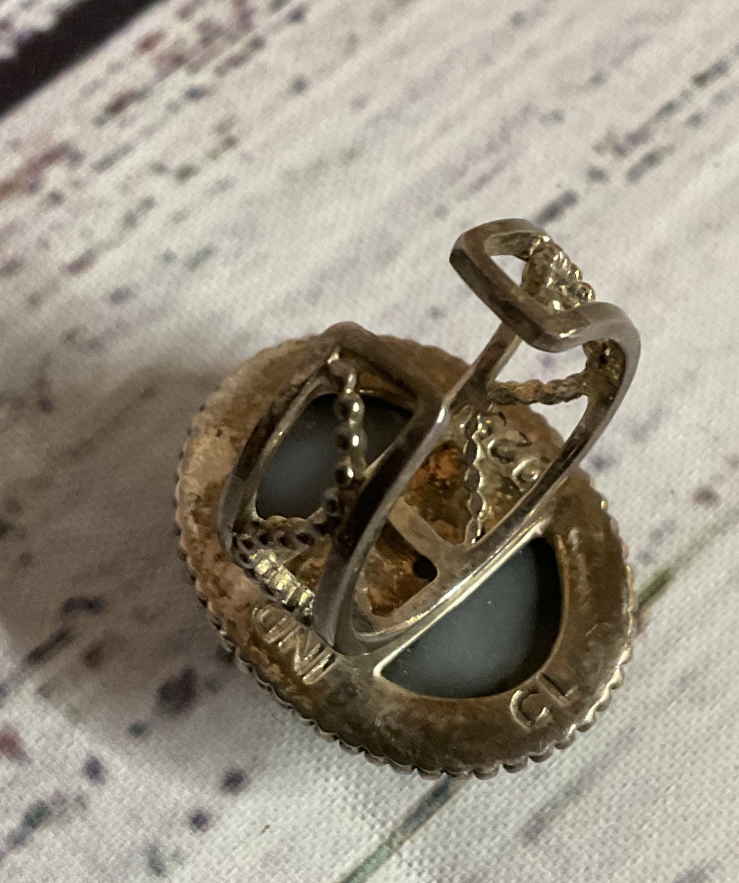 COLLEEN LOPEZ CL Sterling Silver Vintage size 9 Adjustable Ring Druzy Quartz