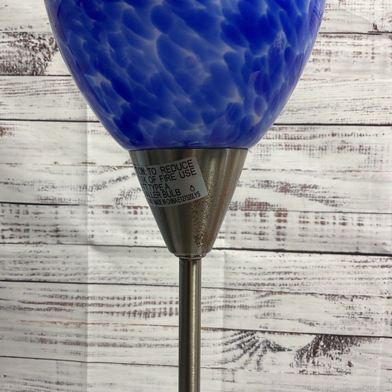 VTG. Mid-Century 22" Underwriter Laboratories Blue Art Deco Glass Table Lamp