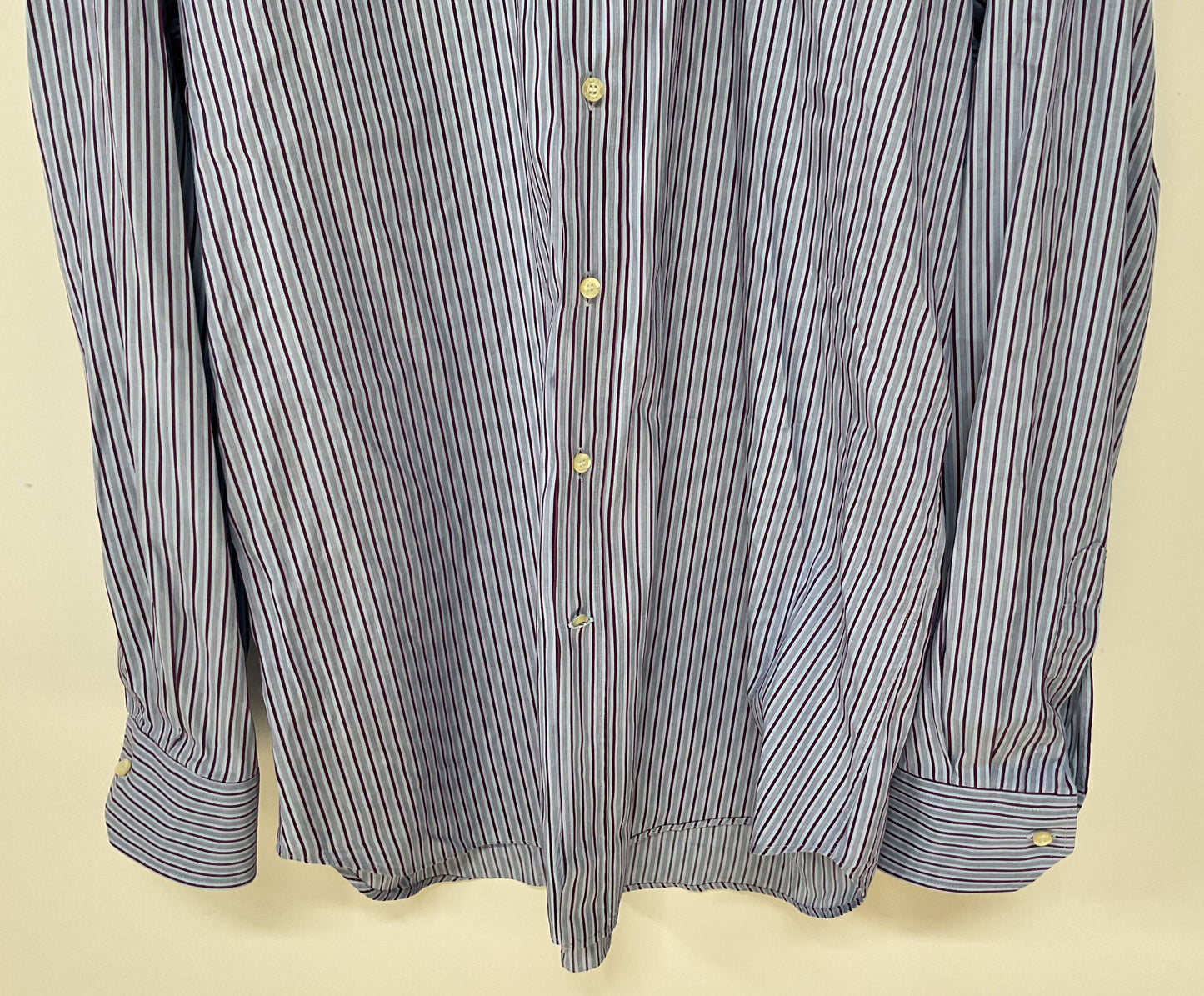 Etro Men's Blue Purple Striped Button Down Shirt Size 42 Made in Italy