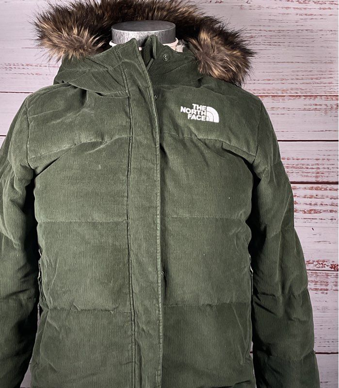 The North Face Girls' Faux Fur Hood Puffer Jacket Green XL