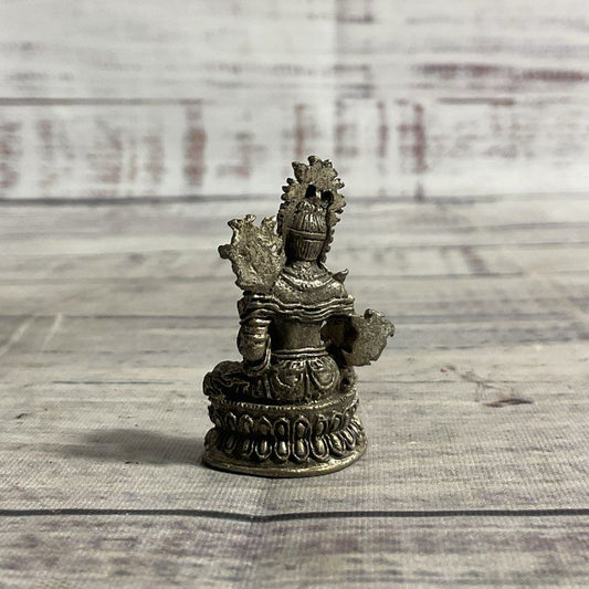 Vintage Bronze Green Tara Bodhisattva 1.5" Tibetan Buddhist Mini Idol