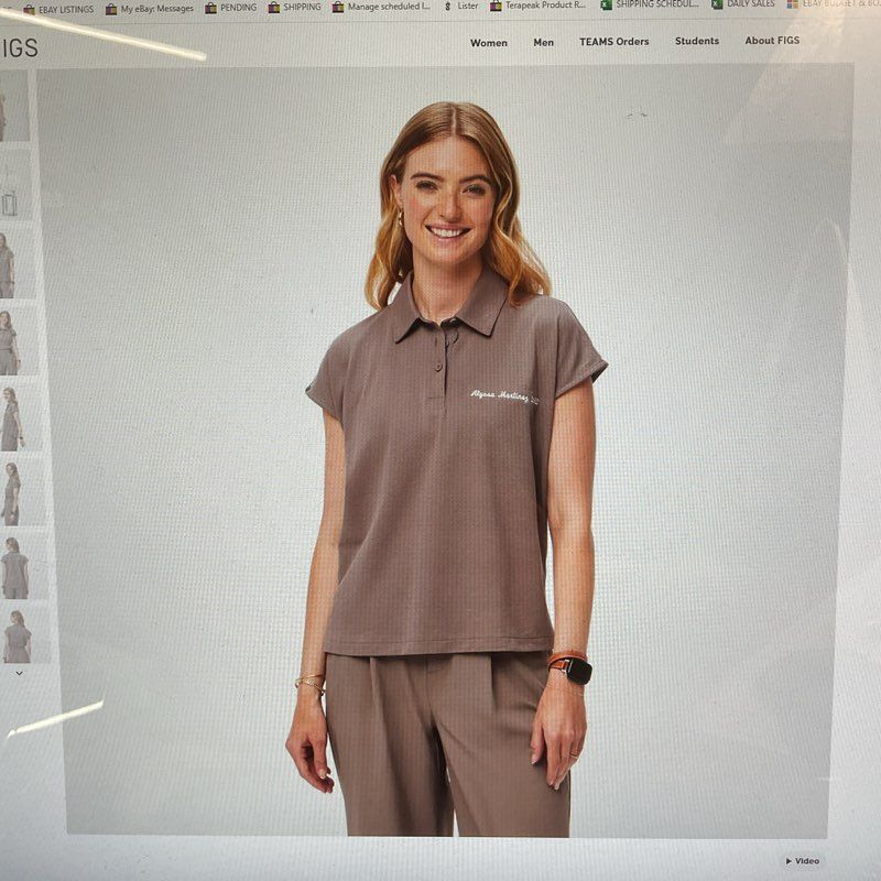 NWT Figs Pro Classic Technical Ella Pique Scrub Polo in Brown - Size M