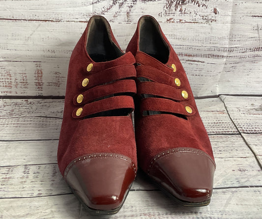 Fendi Vintage Suede Leather Side Button Pumps Red 35.5