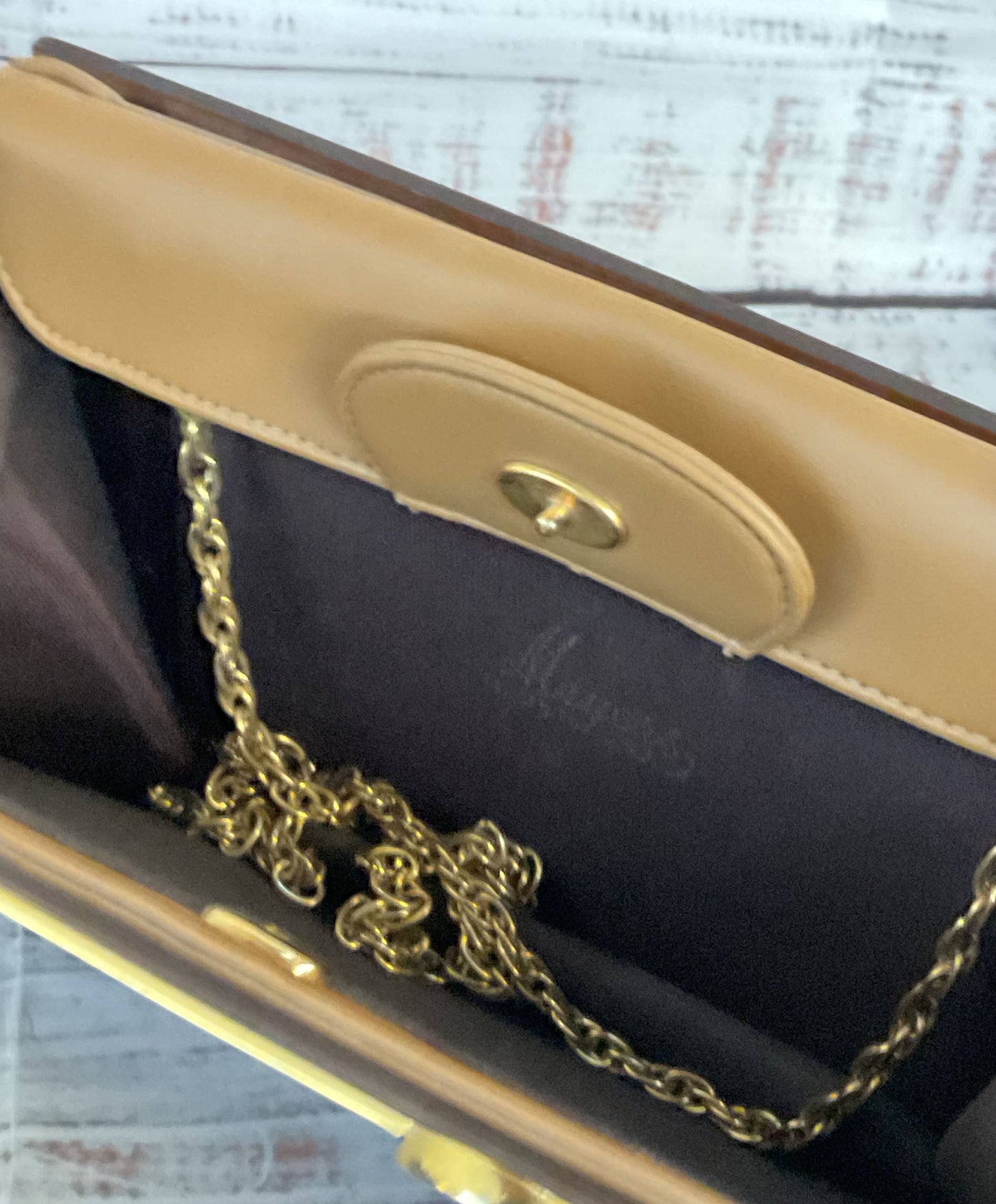 Meyers Vintage Lucite Clutch Copper Brown