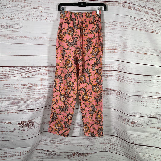 A.L.C. Henry Print Pink Floral Pattern Linen Pants - Size 0
