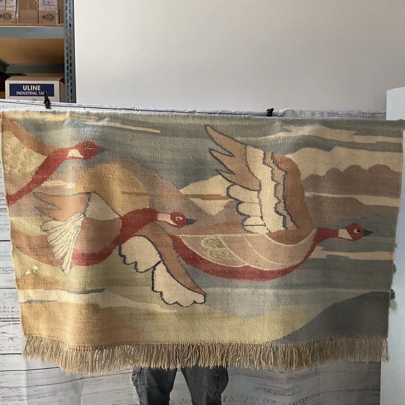 AFRO WEAVERS Wool Mallard Ducks Motif Hanging Tapestry- 42" x 69"