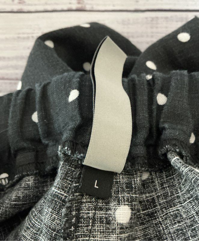 Women's Cynthia Ashby Black and White Polka Dot Linen Pants Size L