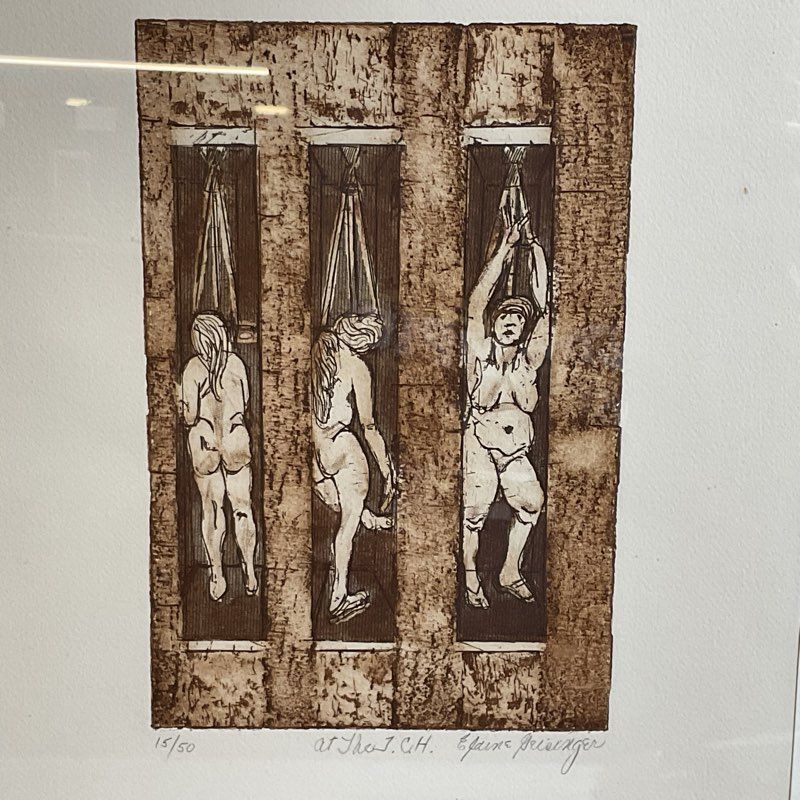 Pencil Signed ELAINE GEISINGER "Three Women Showering" Lithograph/Print