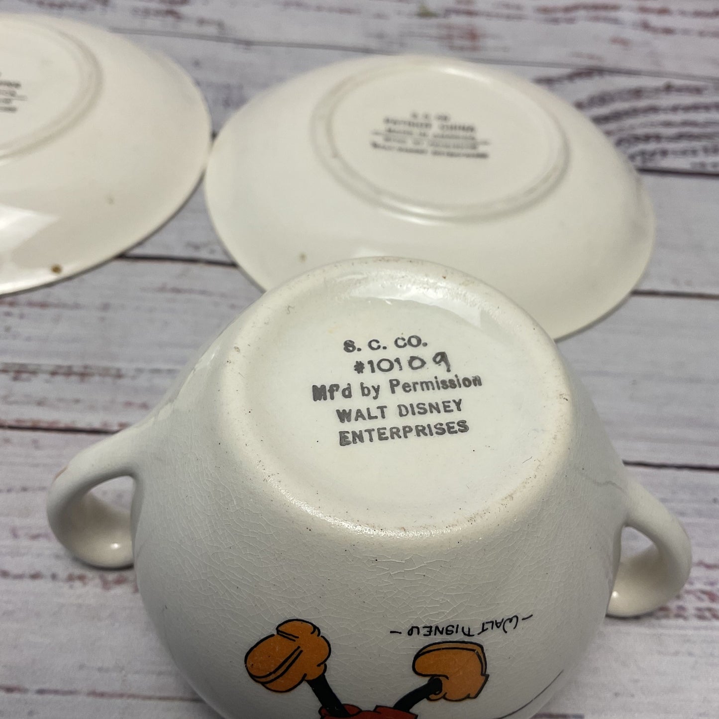 Walt Disney S.C Company Patriot China Minnie Mickey Mouse Plate And Sugar Bowl