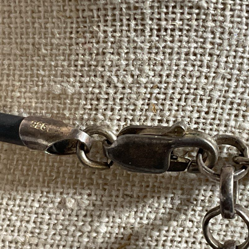 VTG. Modernist Sterling Silver Branch & Black Rubber 19" Necklace