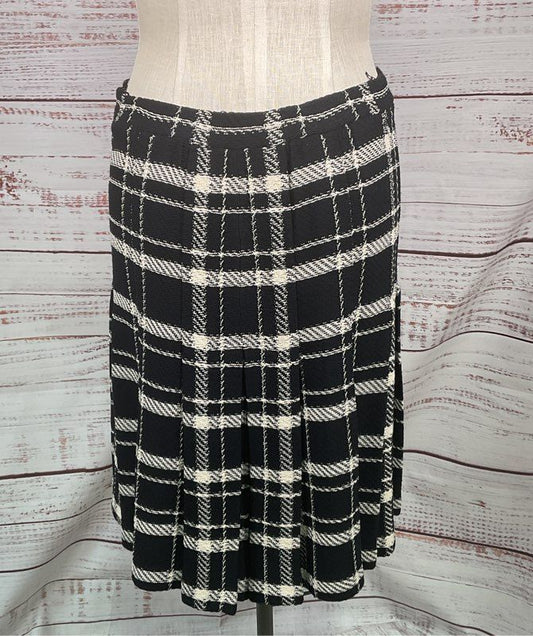 St. John Collection Plaid Knee Length Skirt Black 12