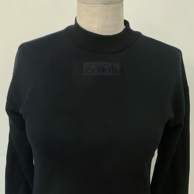Bench. Black long Sweater Logo Embodied Cotton Blend Dress - Size 2/4