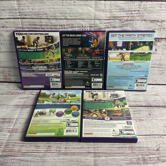 Microsoft 5 pc Xbox 360 Kinect Game Bundle Sports Party Adventures Dance Central