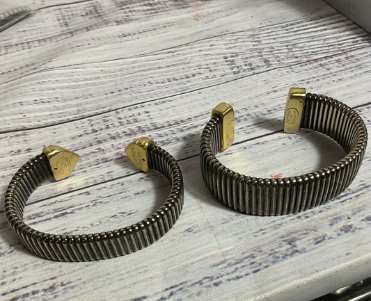 Set of 2 ROXANNE ASSOULIN Two Tone Cuff Bracelets- 6.5"