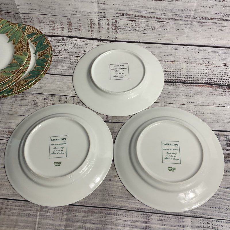 Limoges Laure Japy March Aux Herbes 7" Dessert Plates 9 pc French Porcelain Set