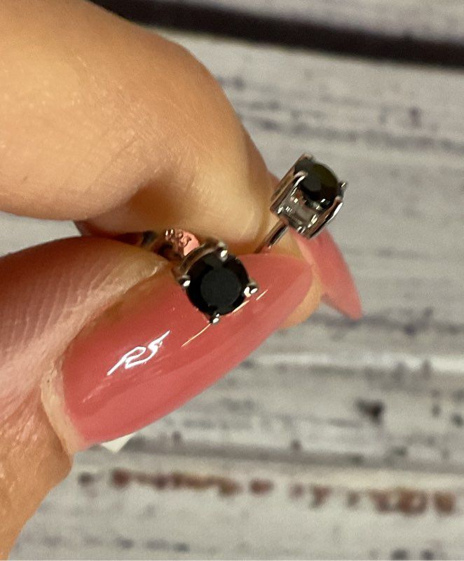 Lot 2 Sterling Silver Stud Black Spinel & Drop Pearl Earrings
