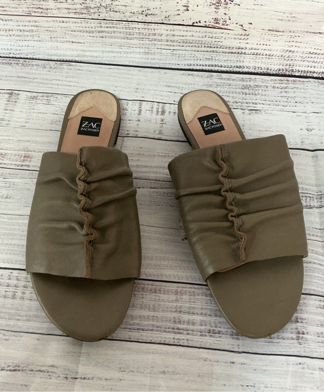 Zac by Zac Posen Taupe Leather Slides Size 9.5