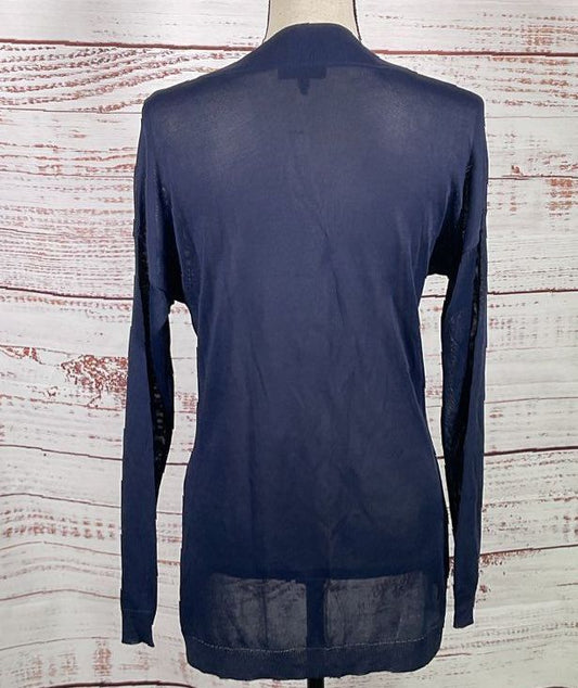 Rag & Bone Sheer V Neck Long Sleeve Top Blue XS