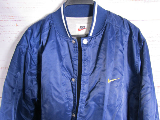 DAMAGED Vintage 1990's Nike Men's Blue Nylon Jacket Size XL