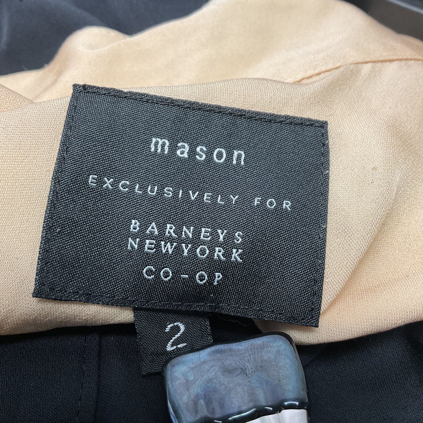 Mason Barney New York Peach Black Long Sleeve Stained Dress - Size 2