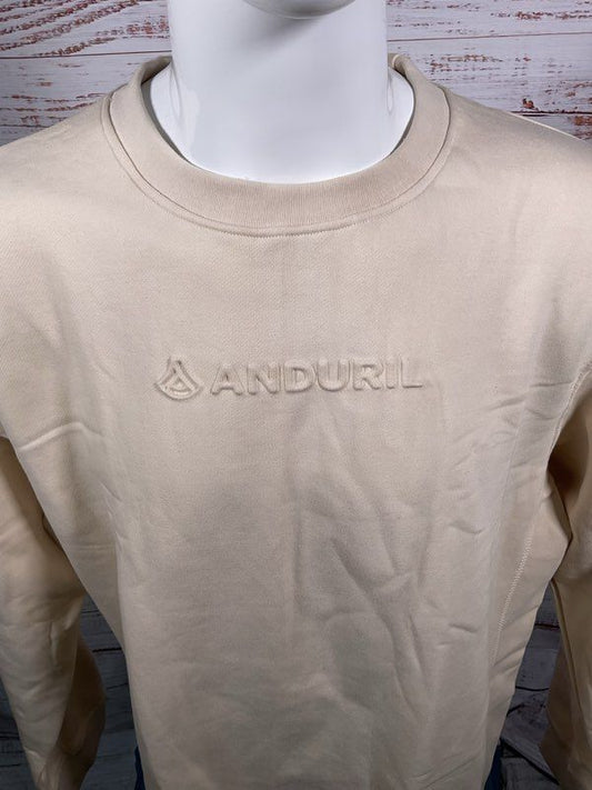 Anduril Industries Men's Cream Heavy 3D Embroidered Crewneck Sweatshirt 3XL