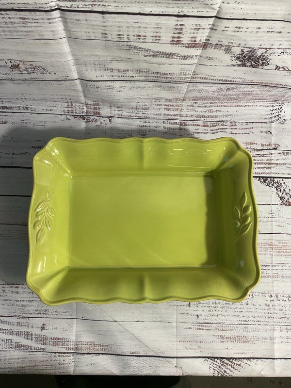 Arenito Stoneware Green Casserole Tray Made In Portugal 14.5" X 10.5"
