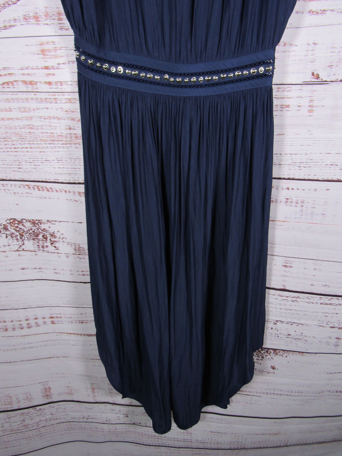 Ramy Brook Women's Blue Studded Accent Sleeveless Midi Dress Size M
