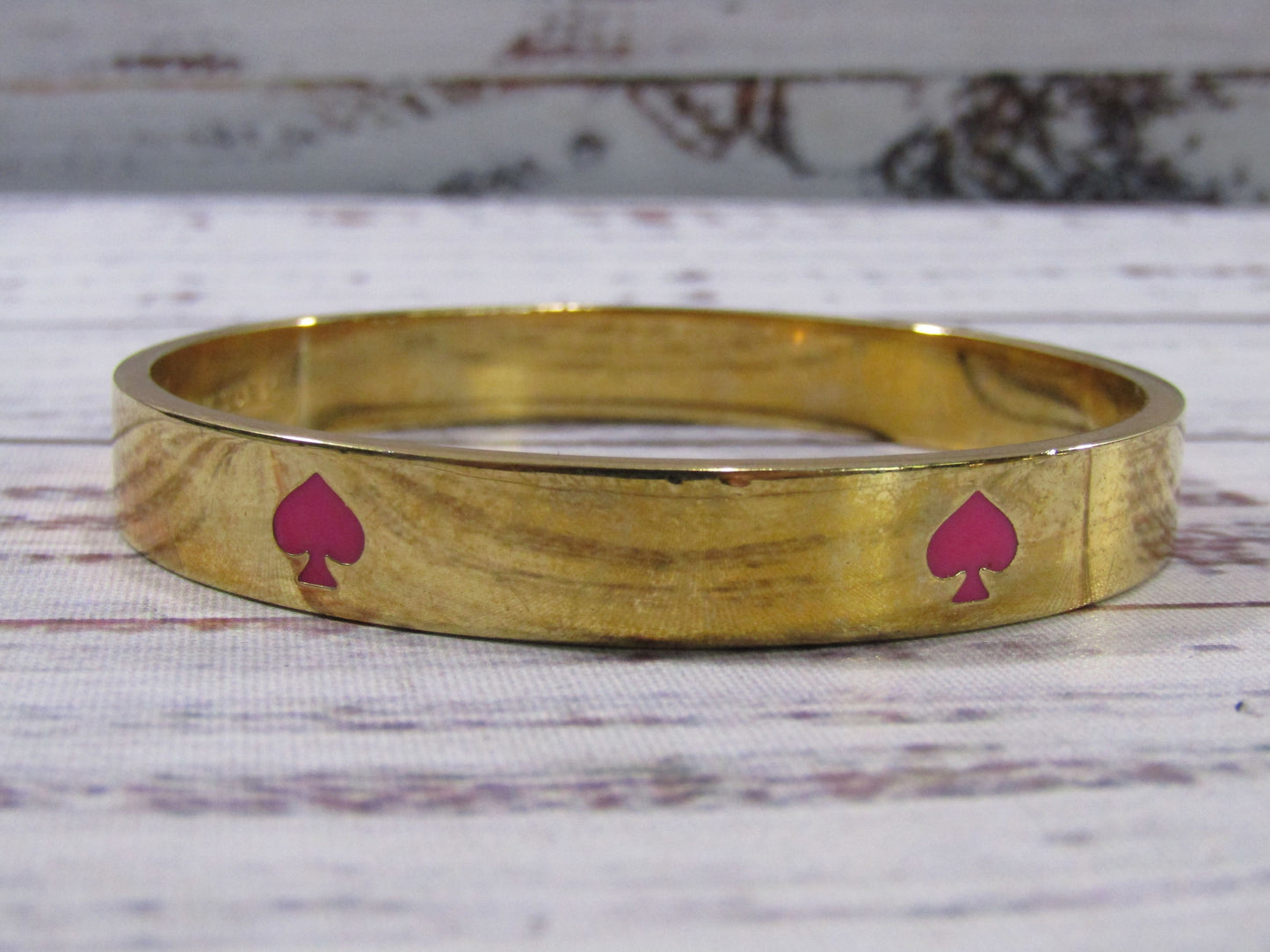 Kate Spade Gold Plated Love Knot Bracelet & Pink Spade Enamel Bangel Bracelet