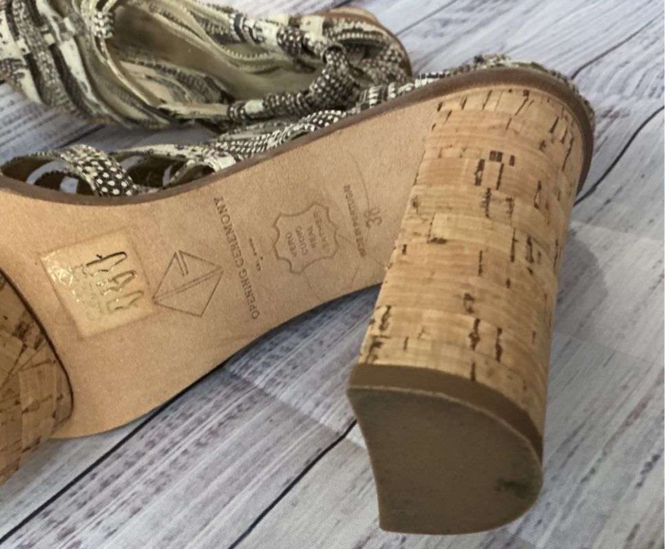 Women's Opening Ceremony Snake Print Platform Cork Heels Size 38 US 7.5